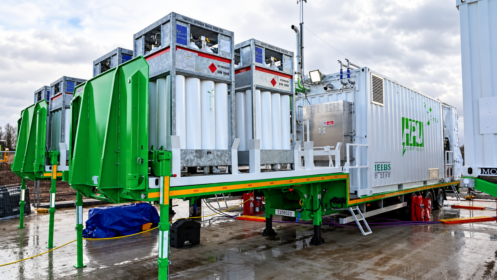 Hydrogen Trailer on Wet Industrial Site
