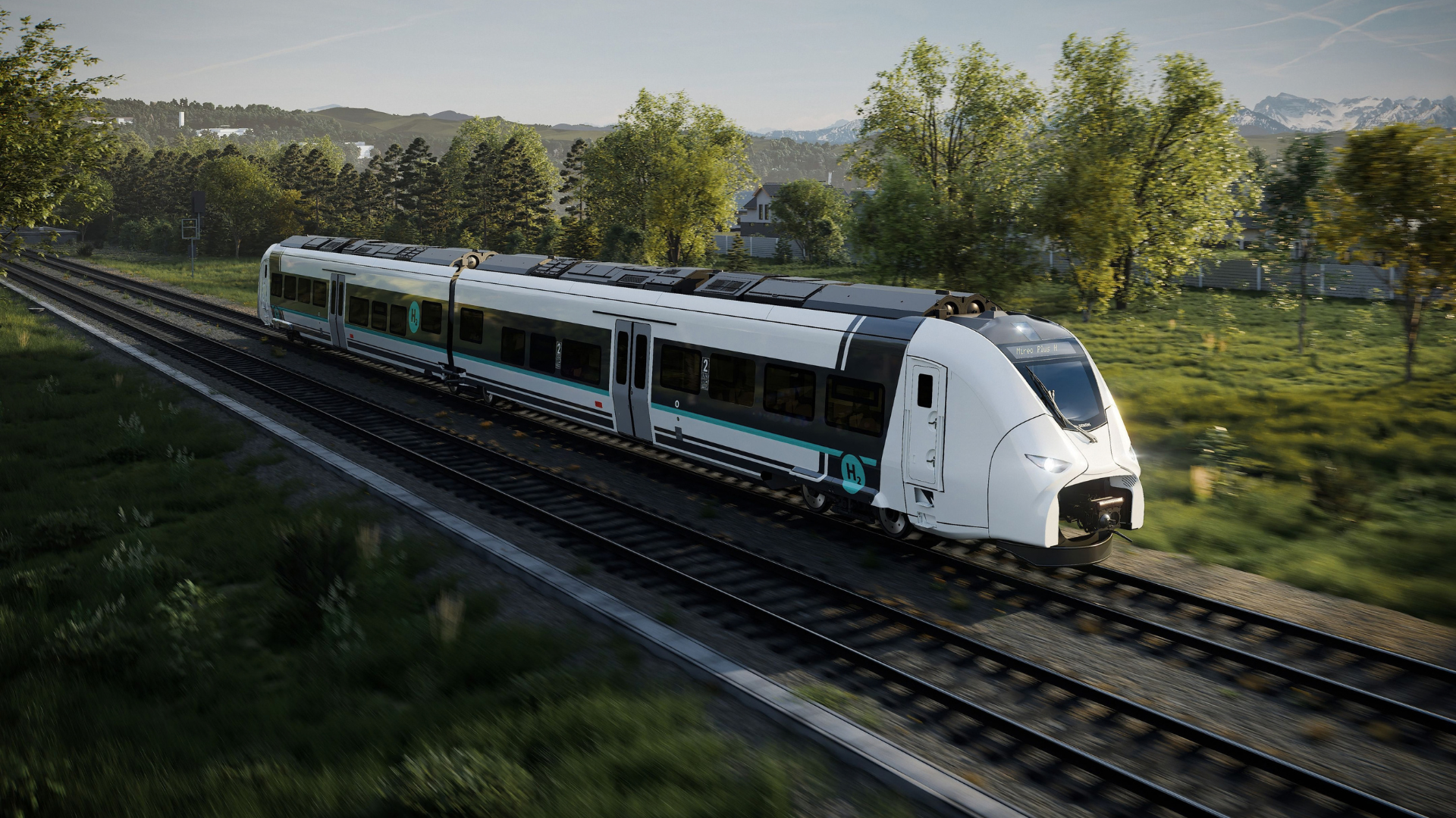 Artistic rendering of Siemens Mobility's fuel cell passenger train for Romania