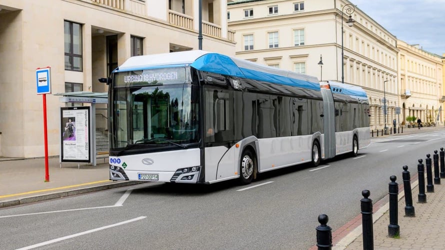 Solaris Urbino 18 Hydrogen bus powered by Ballard city street