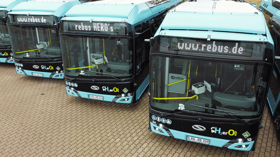 Rebus' zero-emission fleet of Solaris Urbino 12 buses - powered by Ballard